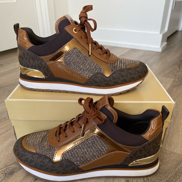 Michael kors brown and gold sneakers Clearance